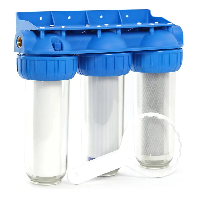 GENERICO - Filtro Agua Triple Antisarro Ablandador Con Cartucho Lavable