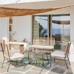 ELEMENT DESIGN - Juego de Living de Terraza 4 Personas de Ratán sintético