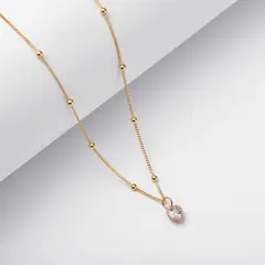 BY LAS CAYETANAS - Collar gold Corazón de cristal blanco