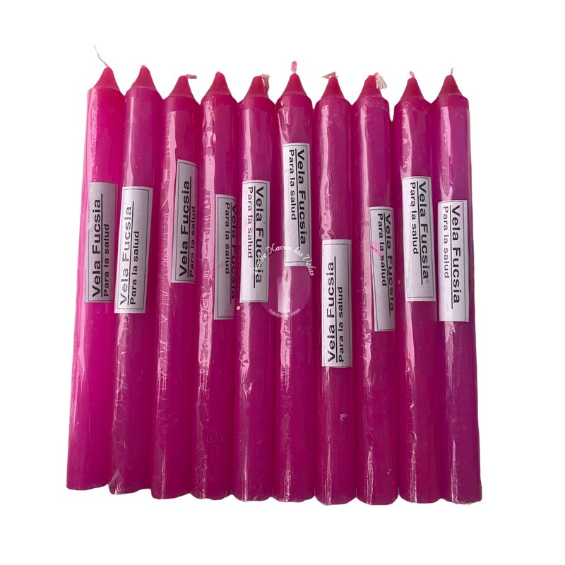 GENERICO - Vela Lisa color Fucsia Pack de 10