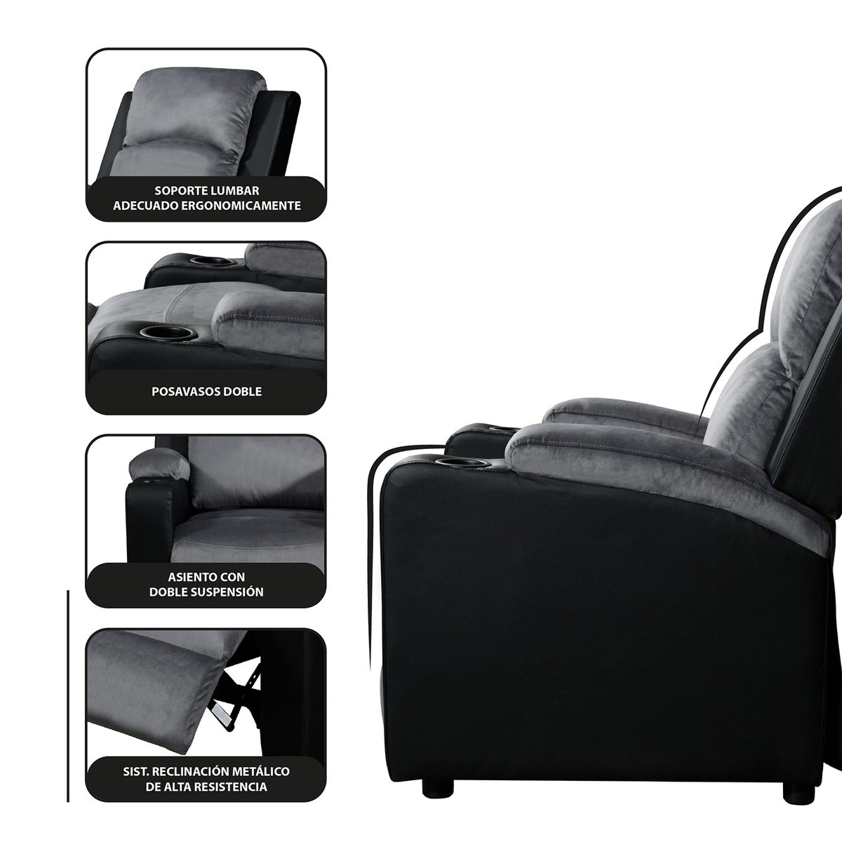 WDS HOME - Bergere Dakar Mix Tela y PU negro