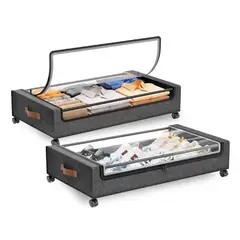 HOMELY - Cajas Organizadoras Bajo Cama Carrito Ruedas 48L X2
