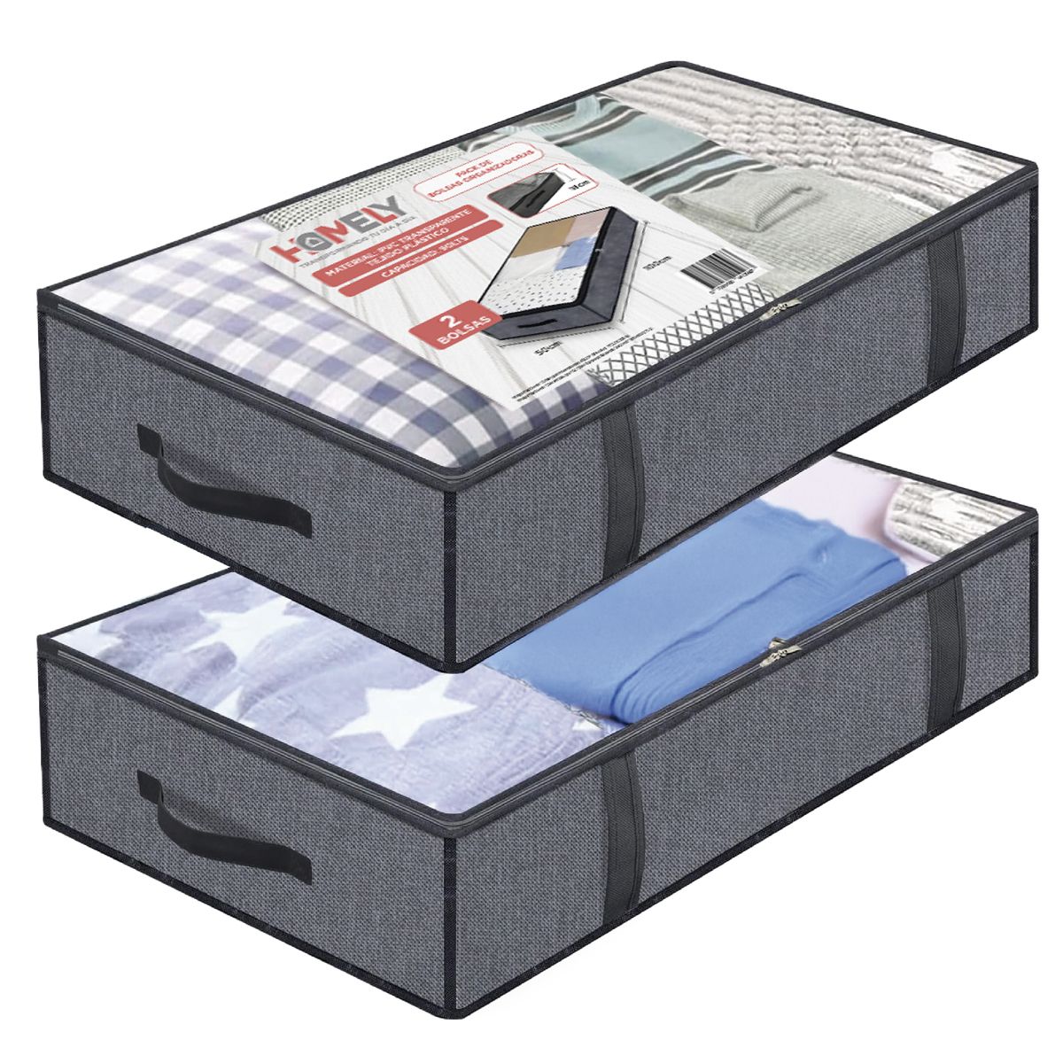 HOMELY - Bolsas Organizadoras Bajo Cama Homely Contenedor 90L Set X2