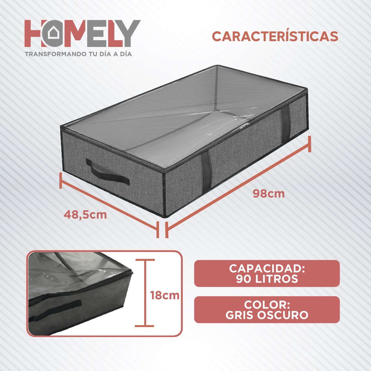 HOMELY - Bolsas Organizadoras Bajo Cama Homely Contenedor 90L Set X2