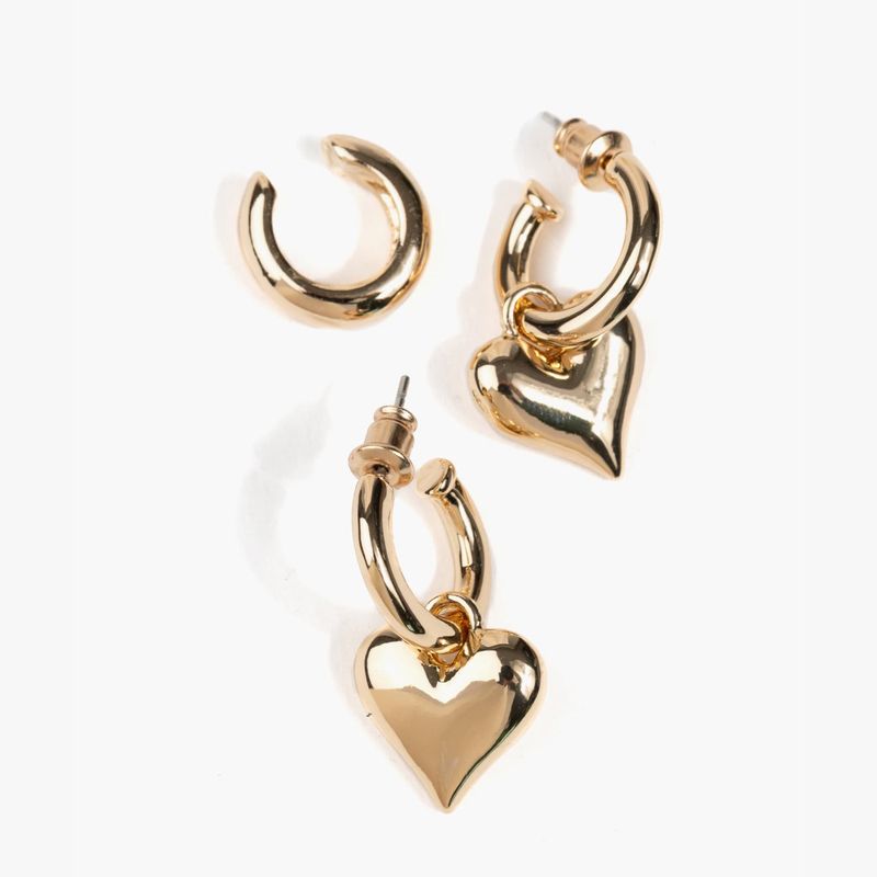 LOUNGE - Set Aros Mujer Colgante Corazón Y Cuff