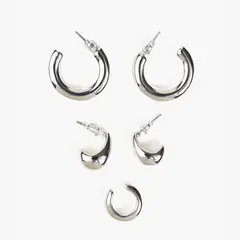 LOUNGE - Set Aros Mujer Argollas Lisas Y Cuff