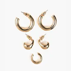 LOUNGE - Set Aros Mujer Argollas Lisas Y Cuff