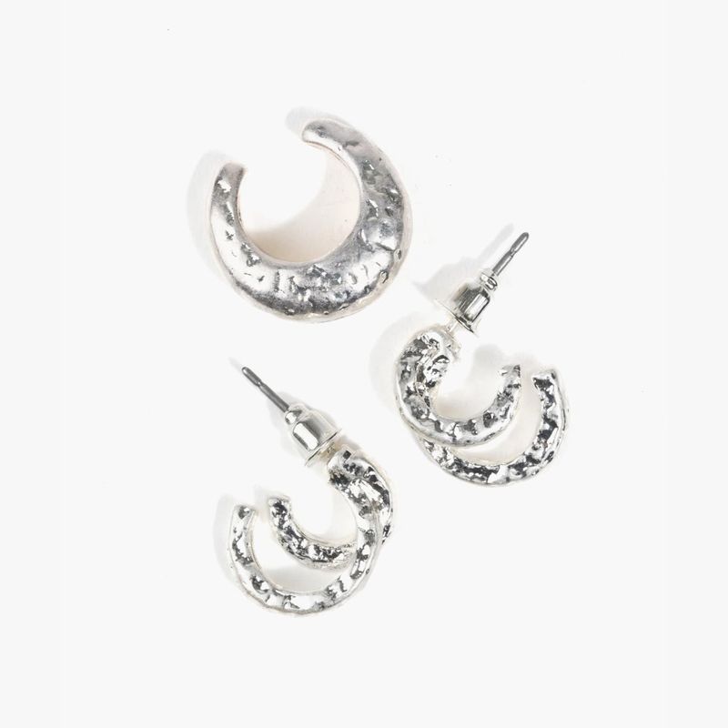 LOUNGE - Set Aros Mujer Argollas Dobles Y Cuff