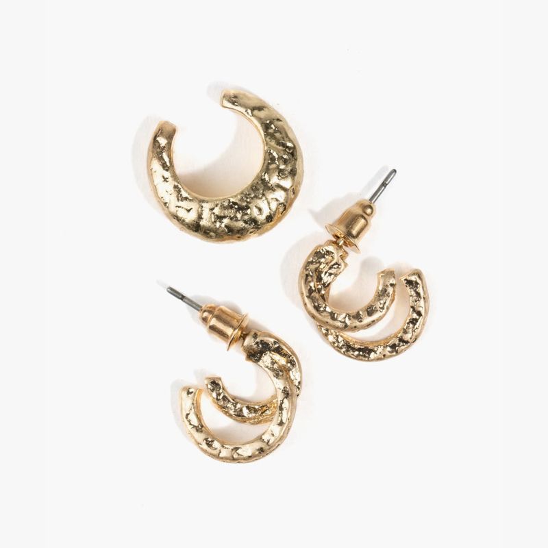 LOUNGE - Set Aros Mujer Argollas Dobles Y Cuff