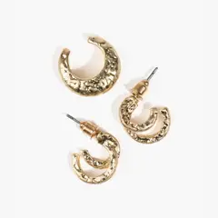 LOUNGE - Set Aros Mujer Argollas Dobles Y Cuff