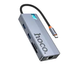 HOCO - Hub convertidor HB52 HDMI+ RJ45 + SD/TF + PD + Tipo-C 3.0 + USB 3.0