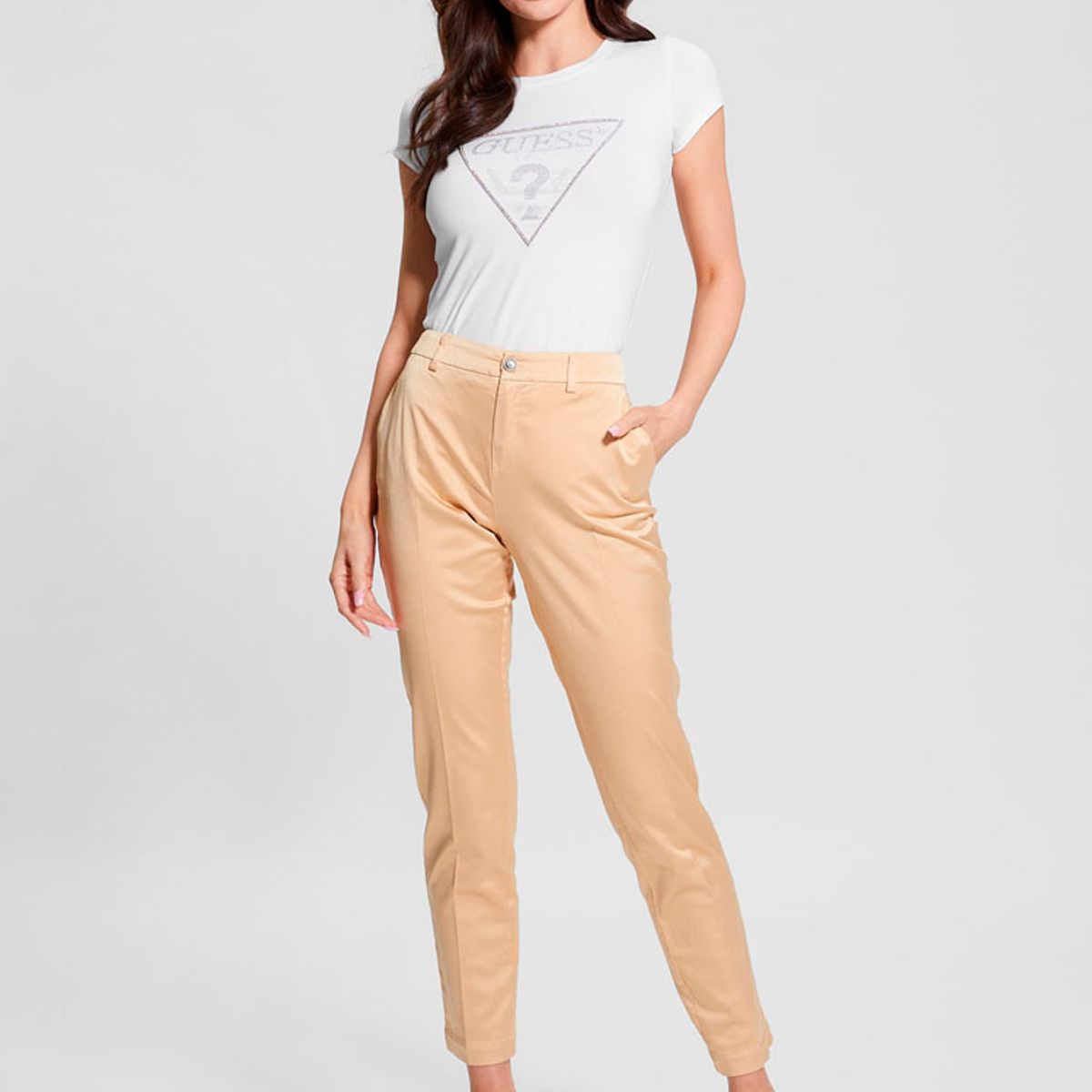 GUESS - Polera Ss Embellished Logo R3 Tee Blanco Guess