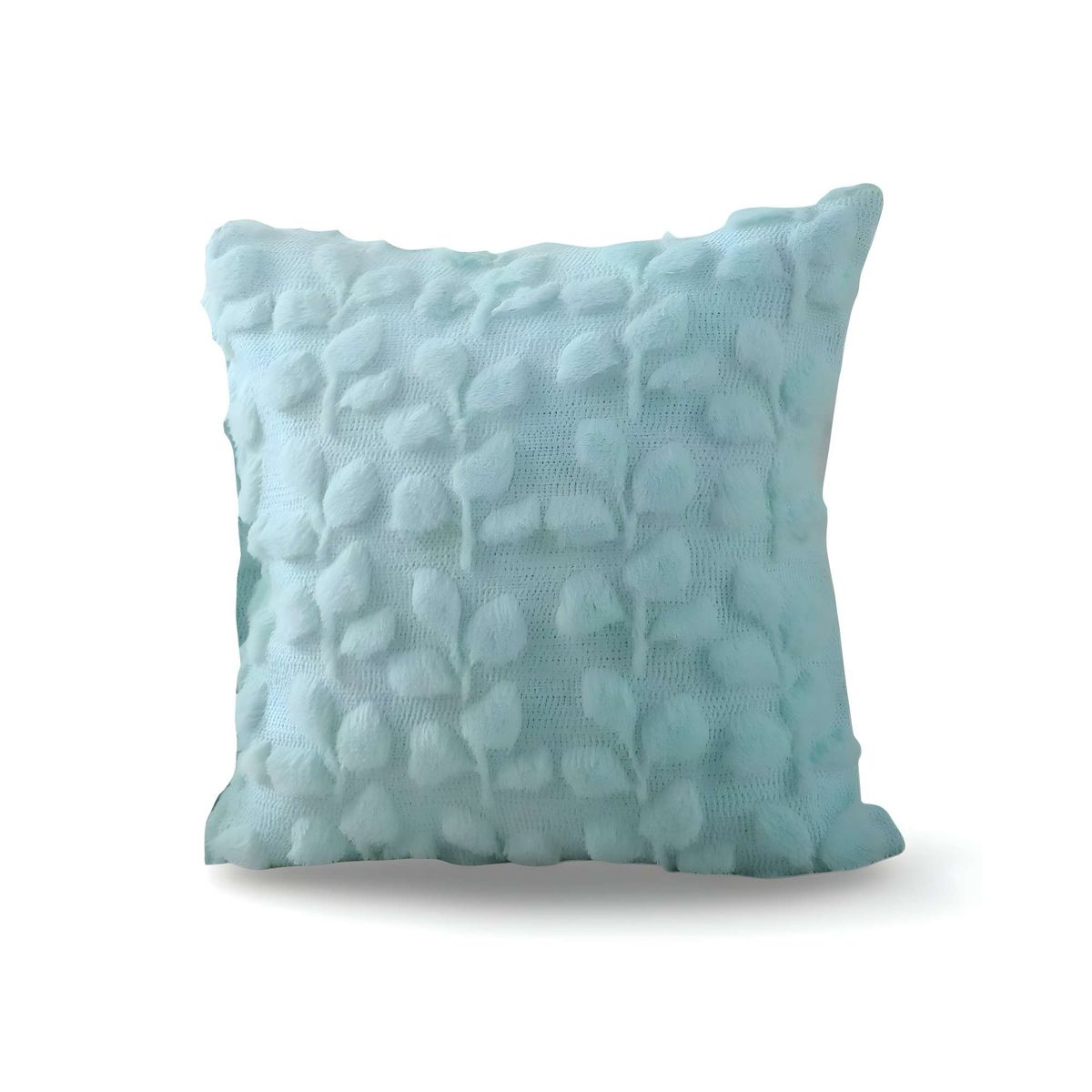 GENERICO - SET DE 2 FUNDAS PELUDA DISEÑO HOJAS CELESTE