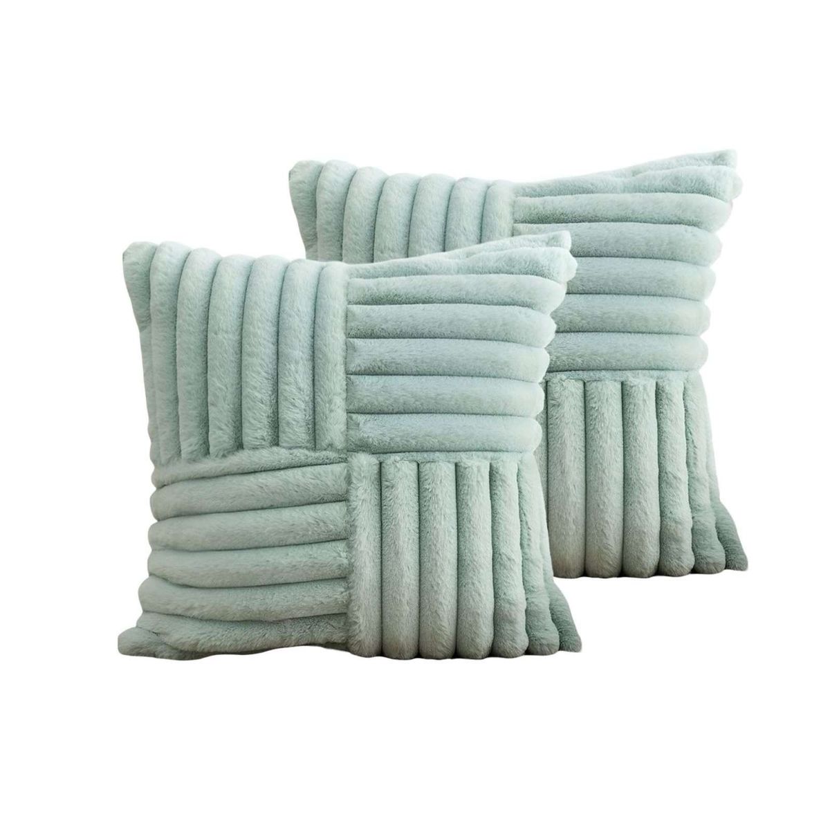 GENERICO - SET DE 2 FUNDAS PELUDA EMPALMADA CELESTE