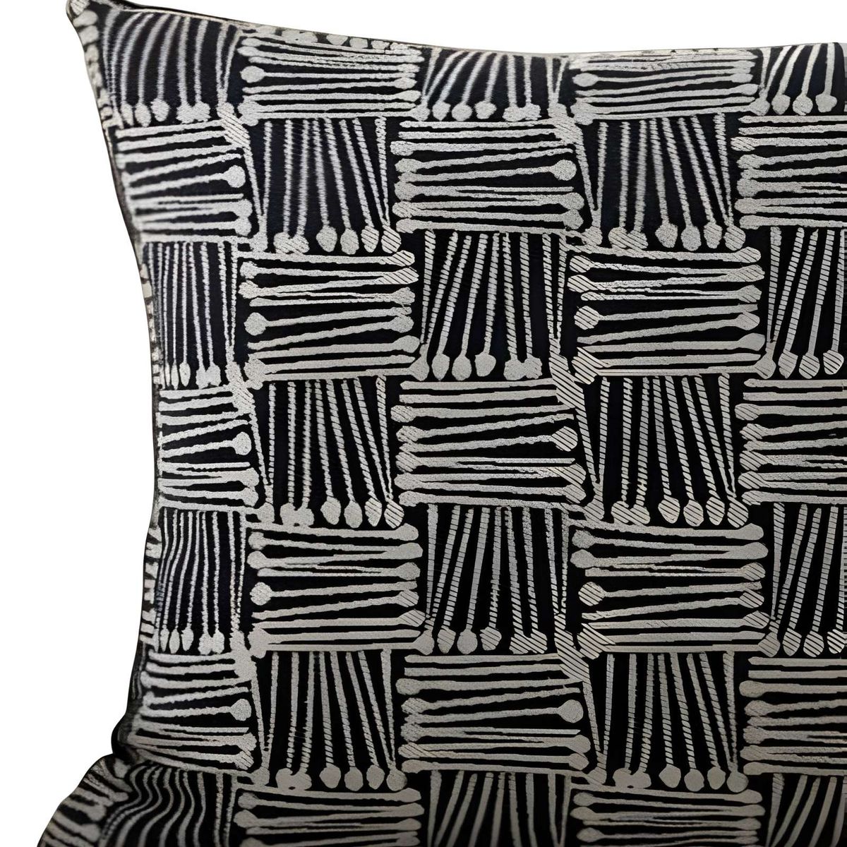 GENERICO - SET DE 2 FUNDAS DE COJIN CUADROS NEGRO