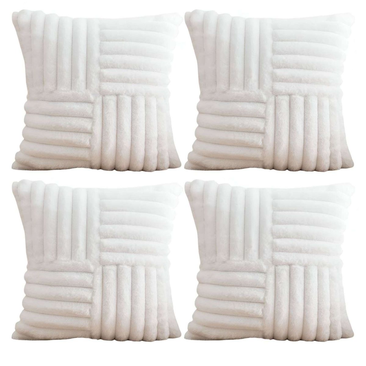 GENERICO - SET DE 4 FUNDAS PELUDA EMPALMADA BLANCO