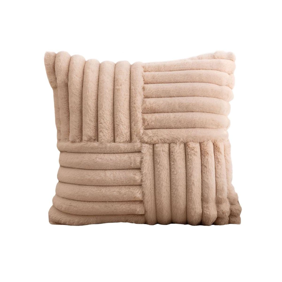 GENERICO - SET DE 4 FUNDAS PELUDA EMPALMADA BEIGE