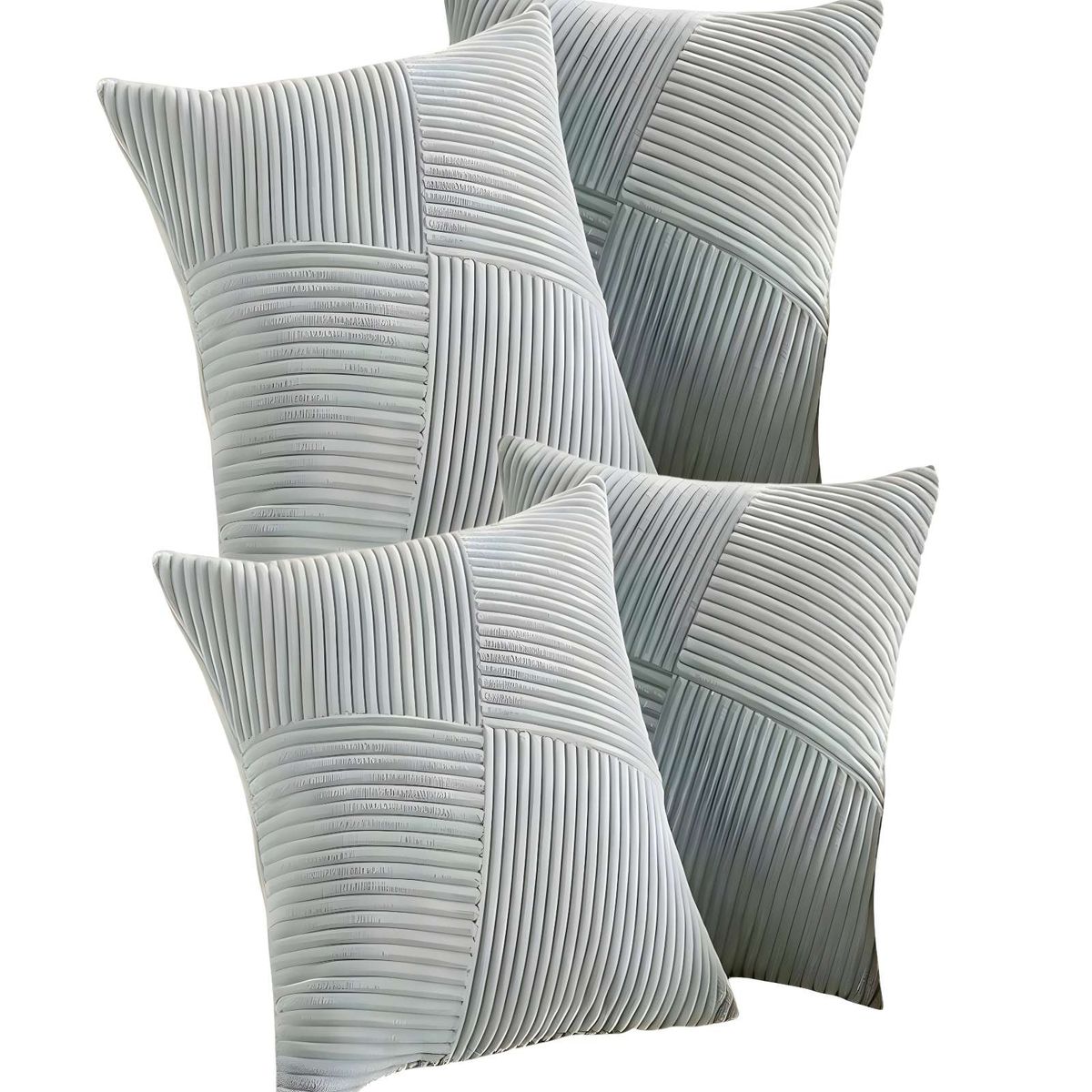 GENERICO - SET DE 4 FUNDAS DE COJIN FELPA GRIS