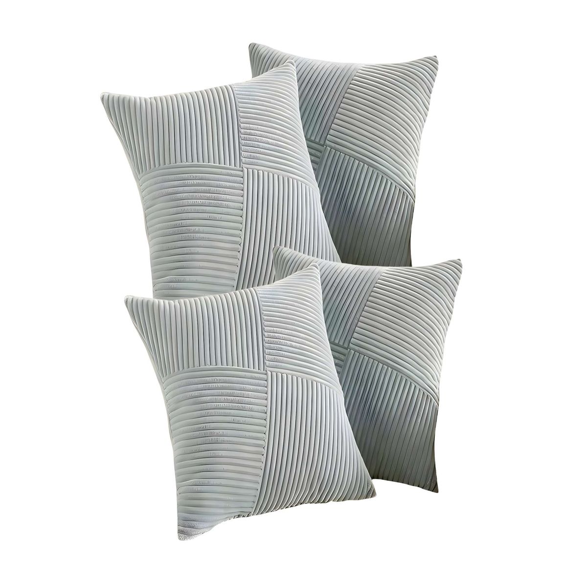 GENERICO - SET DE 4 FUNDAS DE COJIN FELPA GRIS