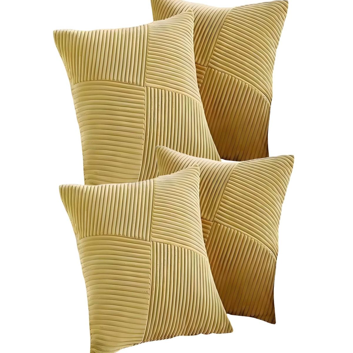 GENERICO - SET DE 4 FUNDAS DE COJIN FELPA AMARILLO