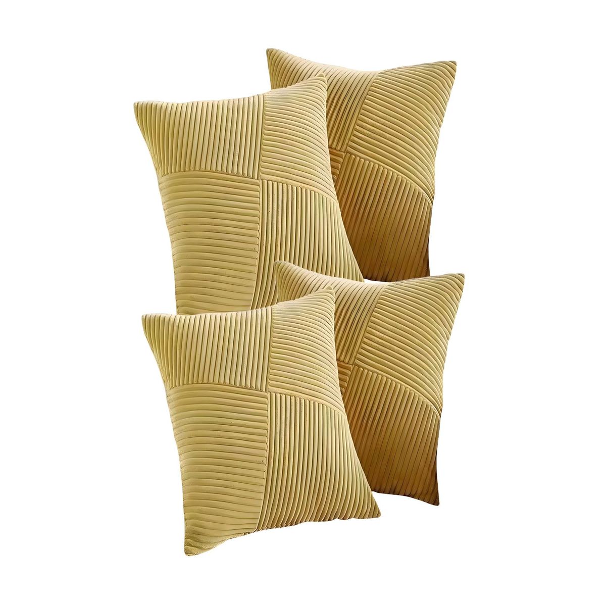 GENERICO - SET DE 4 FUNDAS DE COJIN FELPA AMARILLO
