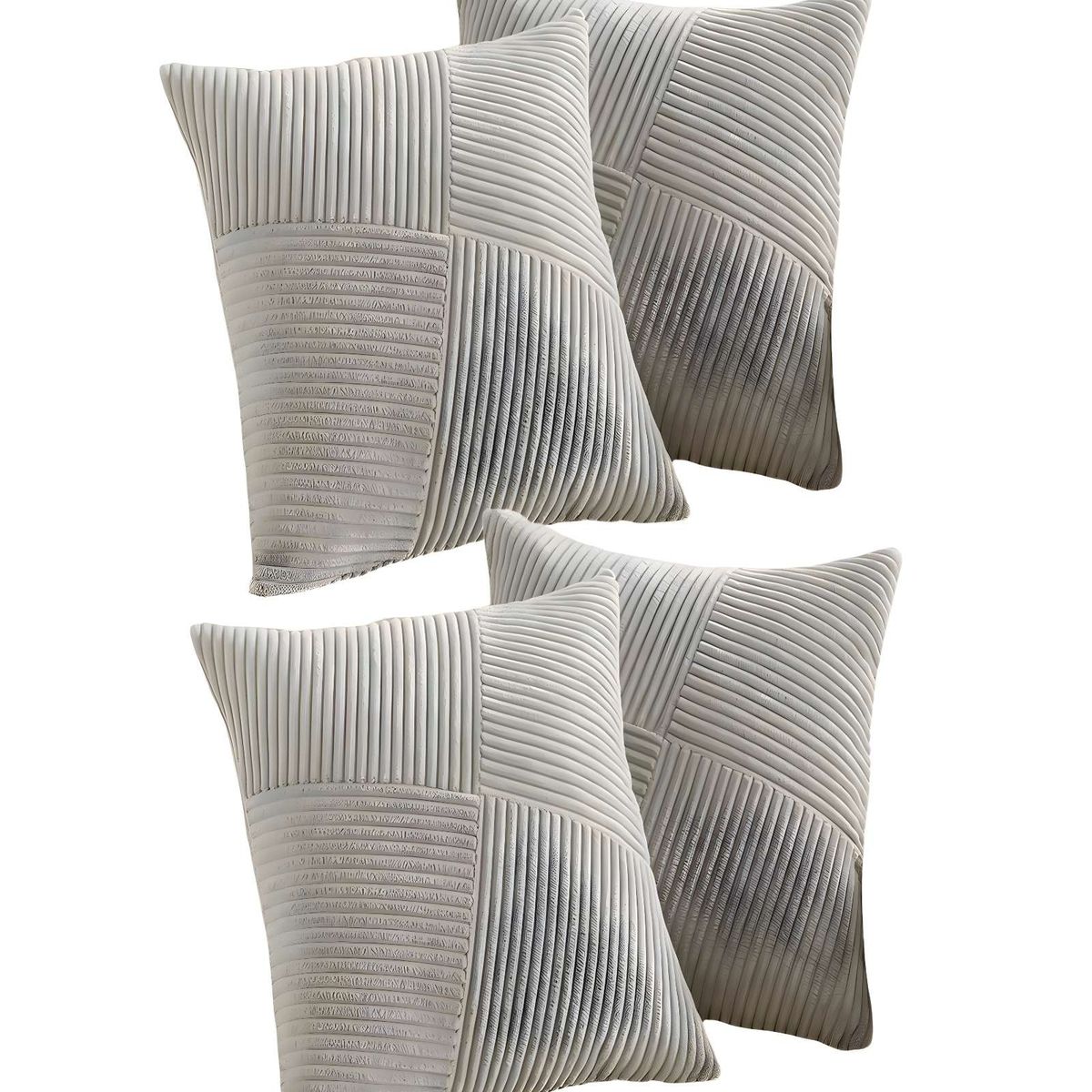GENERICO - SET DE 4 FUNDAS DE COJIN FELPA GRIS…