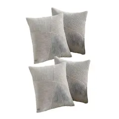 GENERICO - SET DE 4 FUNDAS DE COJIN FELPA GRIS