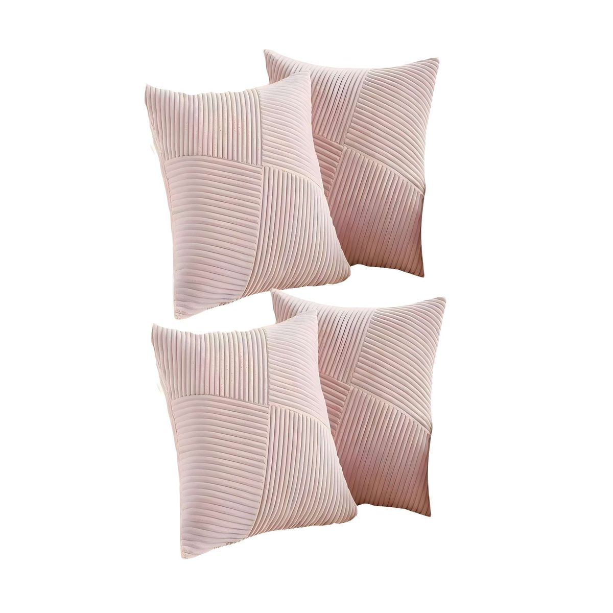 GENERICO - SET DE 4 FUNDAS DE COJIN FELPA ROSA