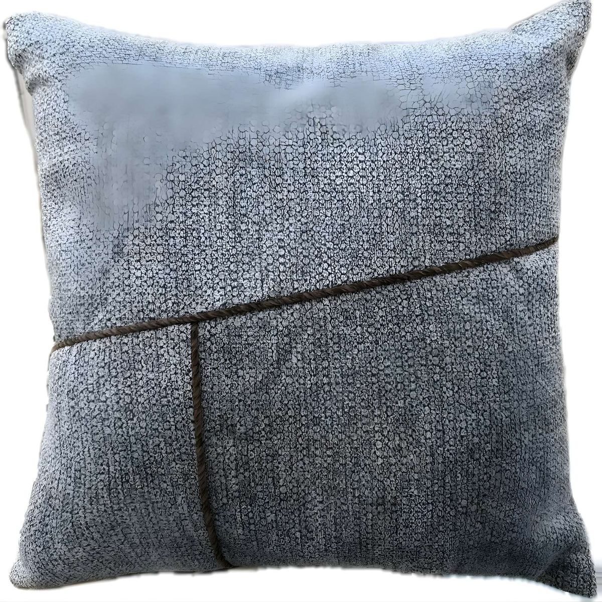 GENERICO - SET DE 4 FUNDAS CHENILLE CON LINEAS AZUL