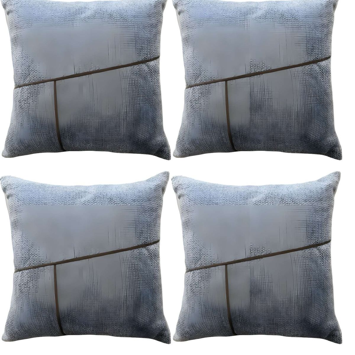 GENERICO - SET DE 4 FUNDAS CHENILLE CON LINEAS AZUL