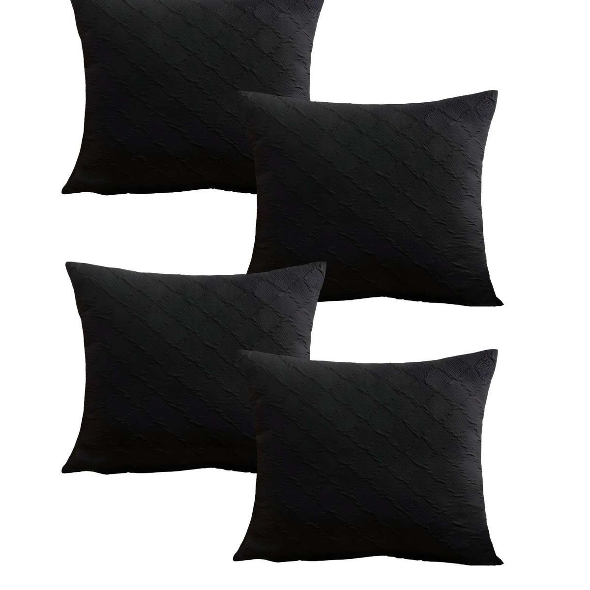 GENERICO - SET DE 4 FUNDAS DE TERCIOPELO TRENZADO NEGRO