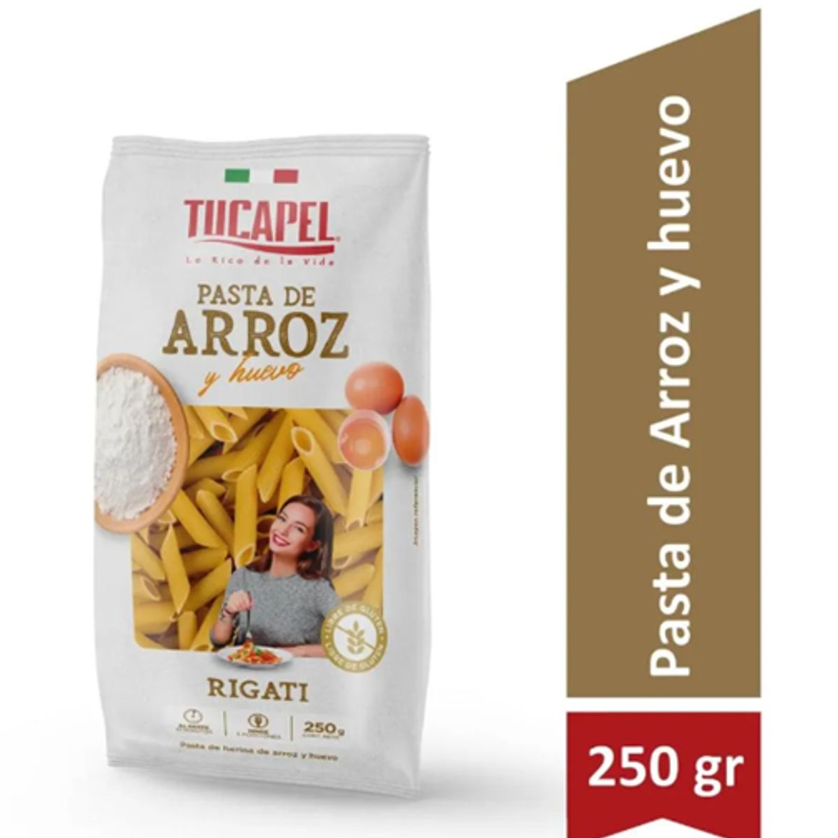 TUCAPEL - Pasta De Arroz Y Huevo Sin Gluten Tucapel Rigati 250 Gr