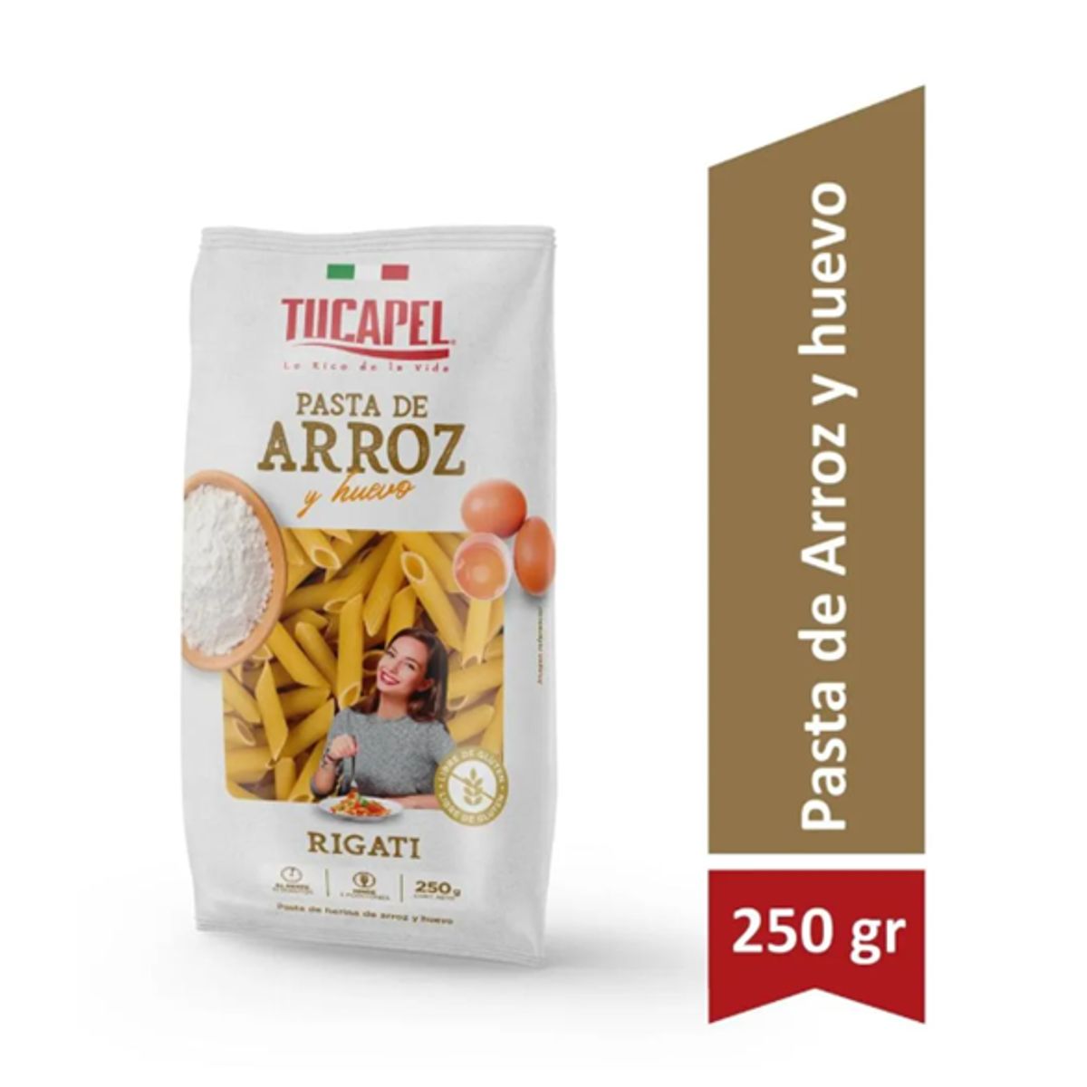 TUCAPEL - Pasta De Arroz Y Huevo Sin Gluten Tucapel Rigati 250 Gr
