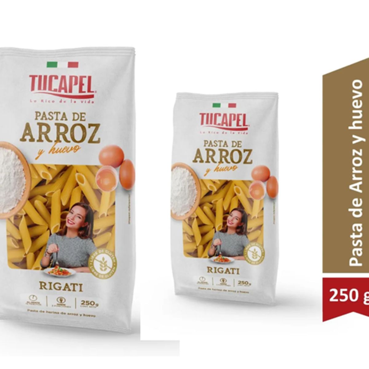 TUCAPEL - Pasta De Arroz Y Huevo Sin Gluten Tucapel Rigati 250 Gr