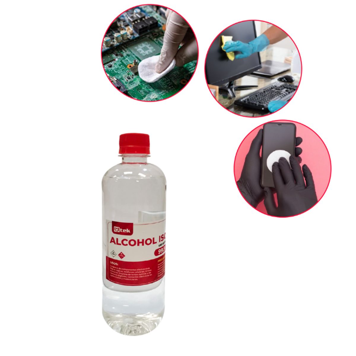 UTEK - Alcohol Isopropílico 500cc Utek 9.99 % Pureza