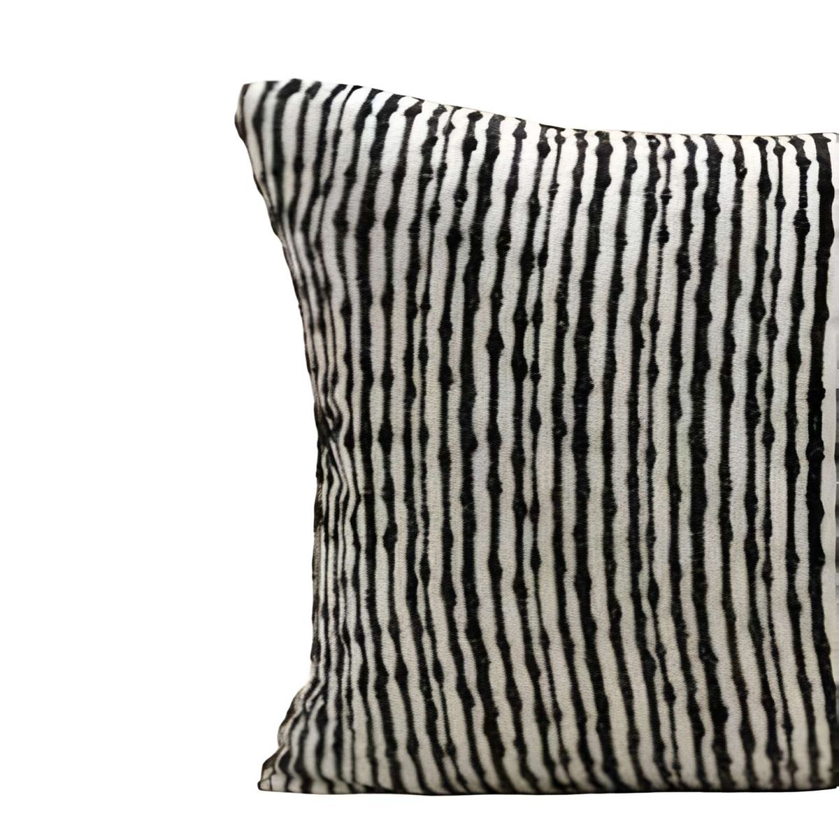 GENERICO - PACK DE 2 FUNDAS DE COJIN CHENILLE LINEA NEGRO