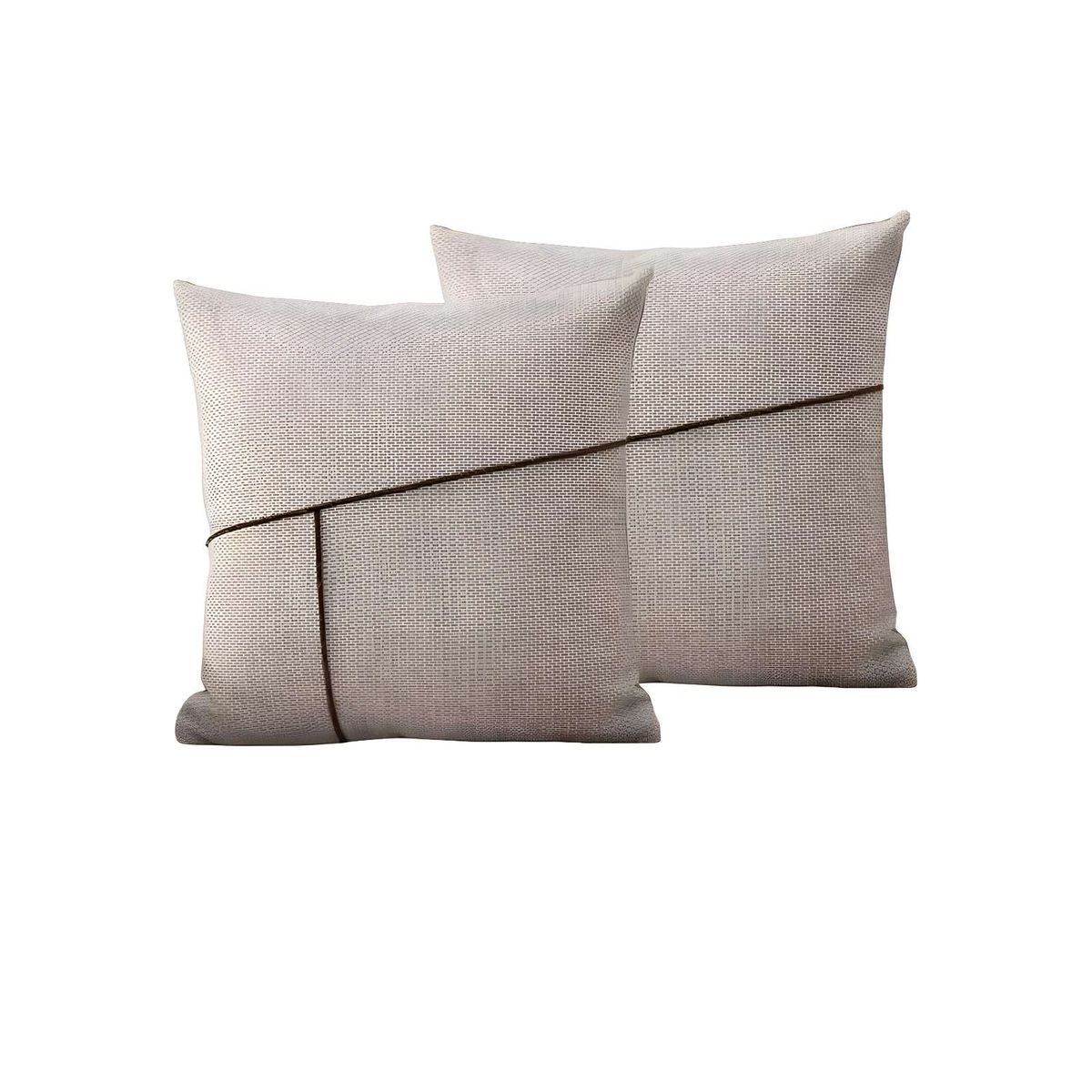 GENERICO - PACK DE 2 FUNDAS CHENILLE CON LINEAS GRIS