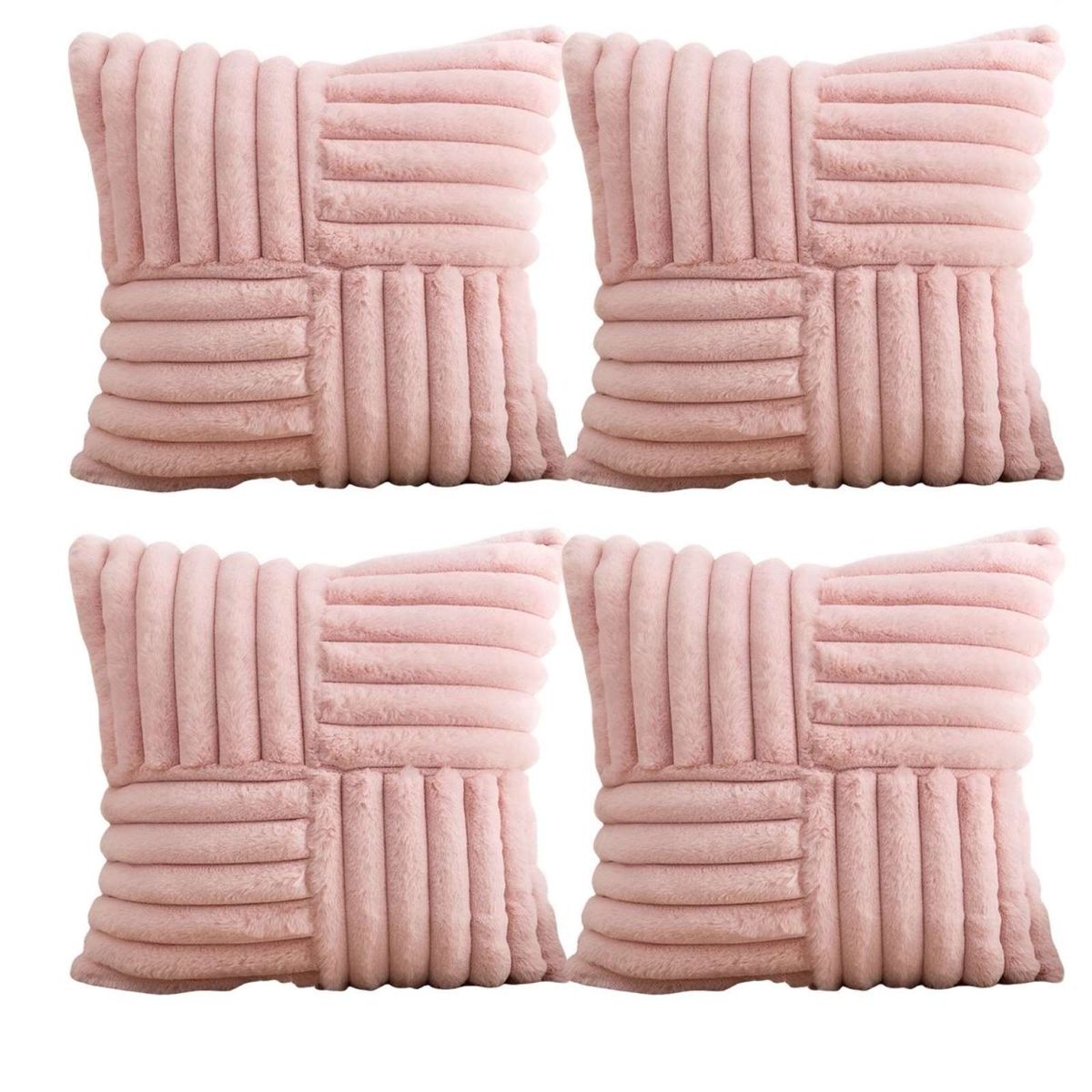 GENERICO - PACK DE 4 FUNDAS PELUDA EMPALMADA ROSA