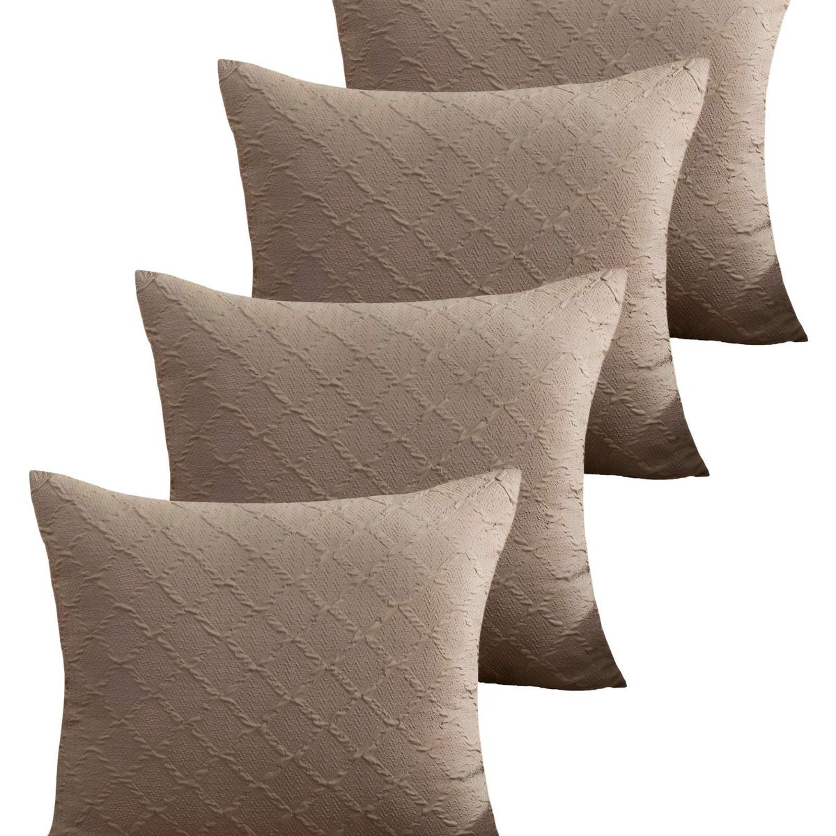 GENERICO - PACK DE 4 FUNDAS DE TERCIOPELO TRENZADO CAFÉ