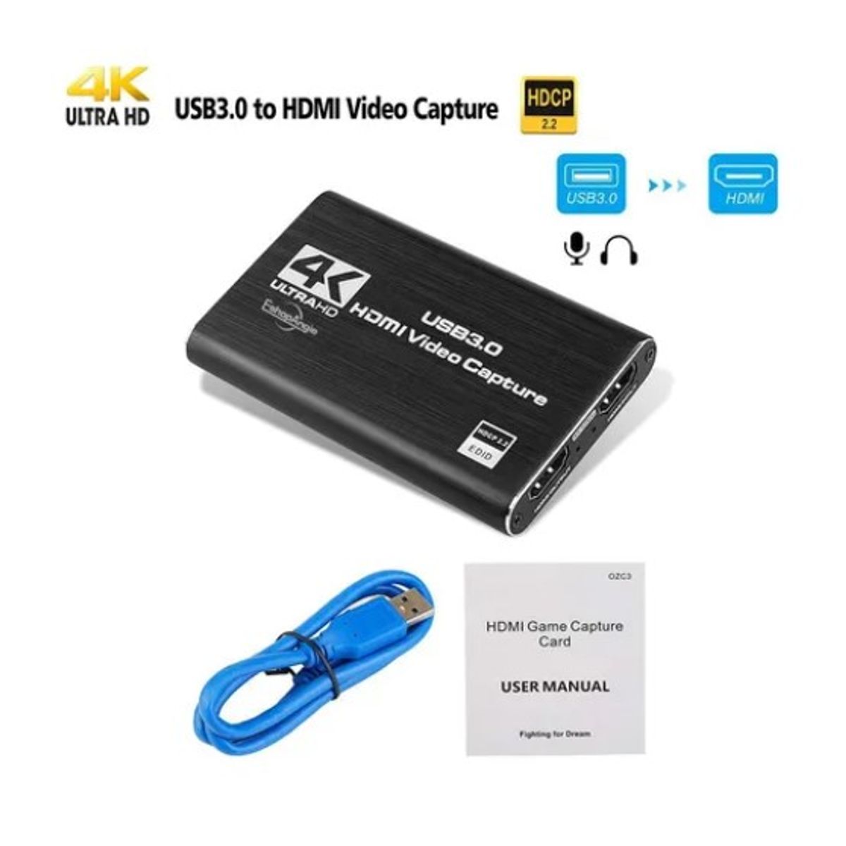 OFERTABKN - Capturadora Video Hdtv 4k Ultra Audio Mic In Streaming 3.0