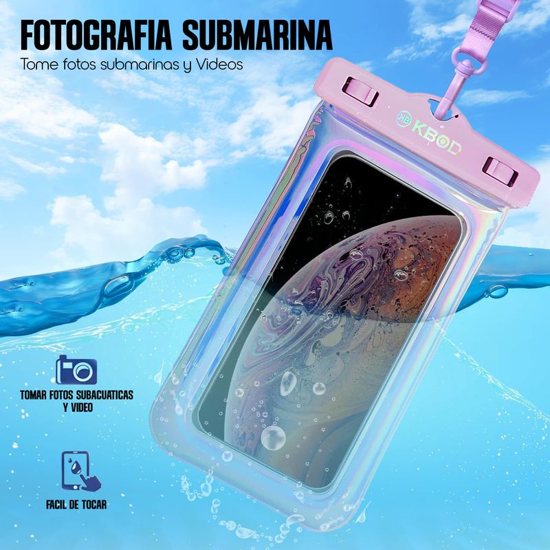 KBOD - Bolsa Sumergible Para Teléfono Celular Waterproof Kbod Pouch Bag Tornasol Talla M