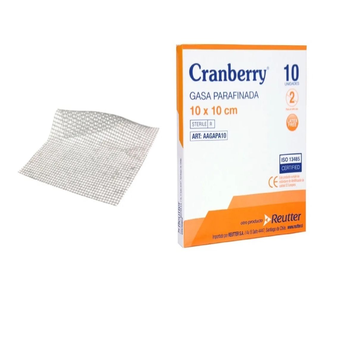 CRANBERRY - Gasa Parafinada 10x10 Cm Caja De 10 Unidades Cranberry