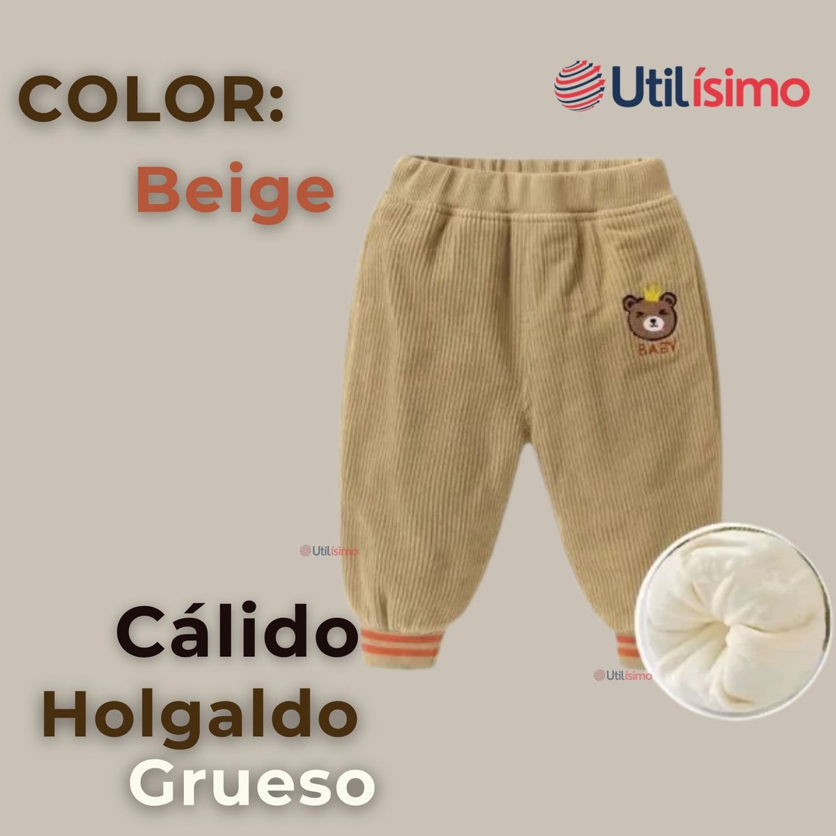 JUMP KIDS - Buzo Cotelé forrado en Polar Niño Pantalón Beige