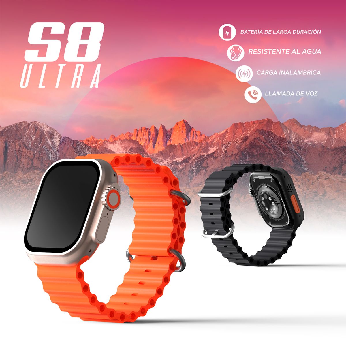 KBOD - Smart Watch Reloj Inteligente Kbod S8 Ultra IP65 Naranja