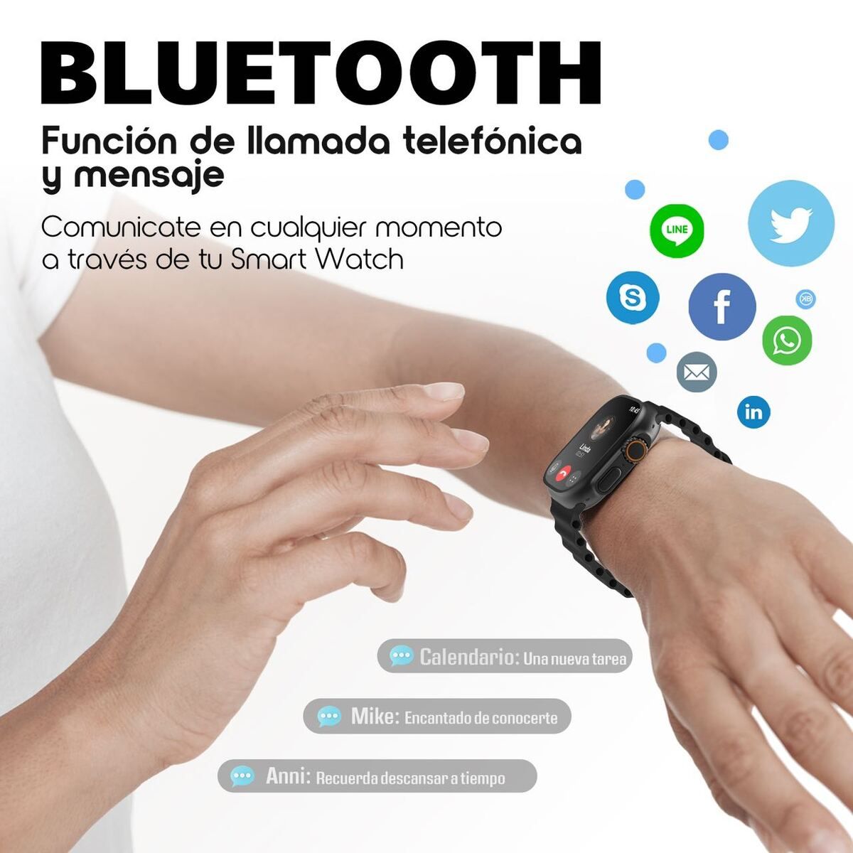 KBOD - Smartwatch Reloj Inteligente Bluetooth Kbod X80 Ultra Negro Azul