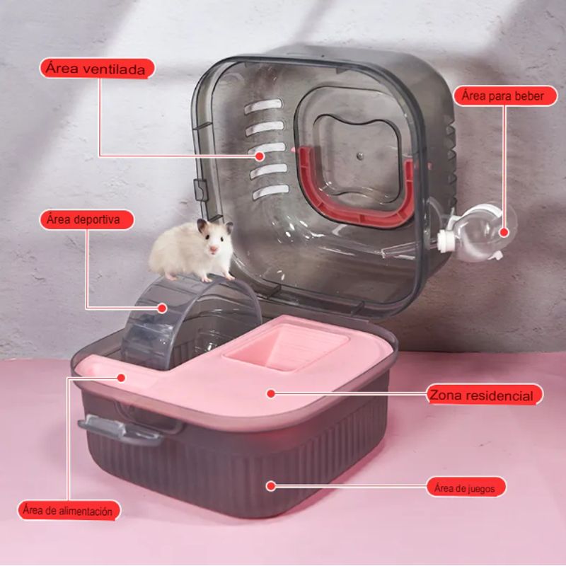 GENERICO - Jaula Hamster Transportadora Pequeña Rueda Casa Jaulas Viaje