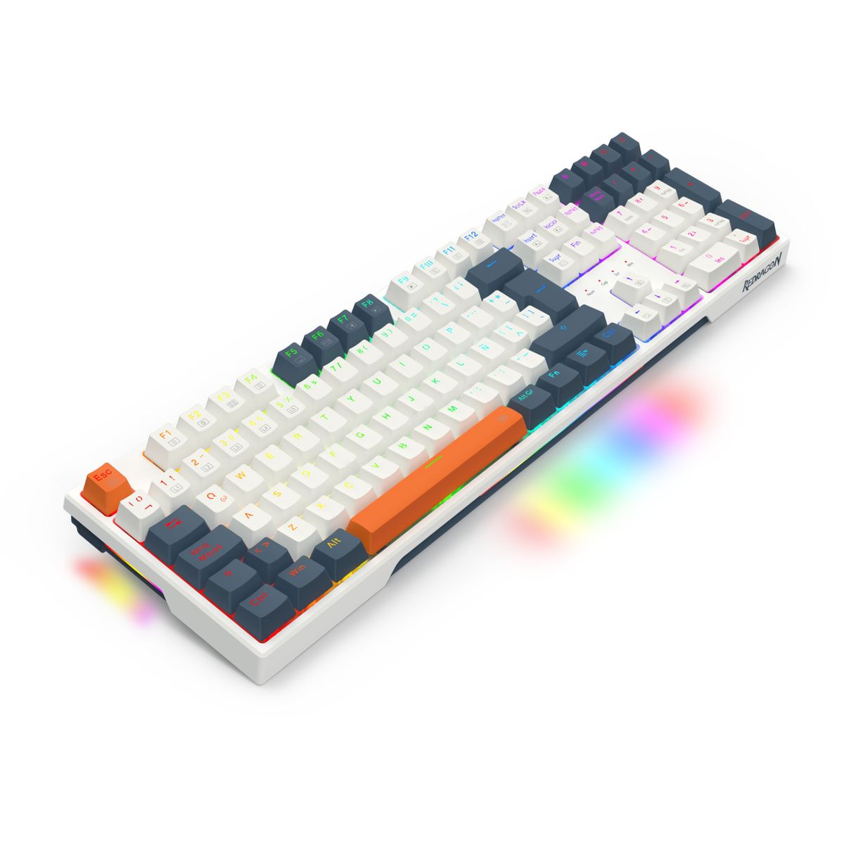 REDRAGON - Teclado Gamer Redragon Trundle K668WBO RGB Switch Red Español Blanco