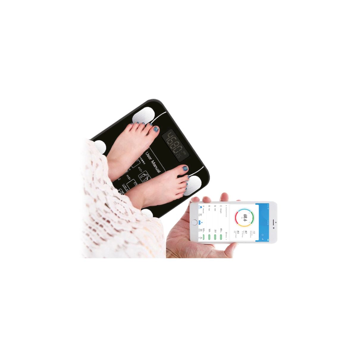 TECNOLAB - Pesa Digital Bluetooth Smartphone Medición Imc 180kg - Ps