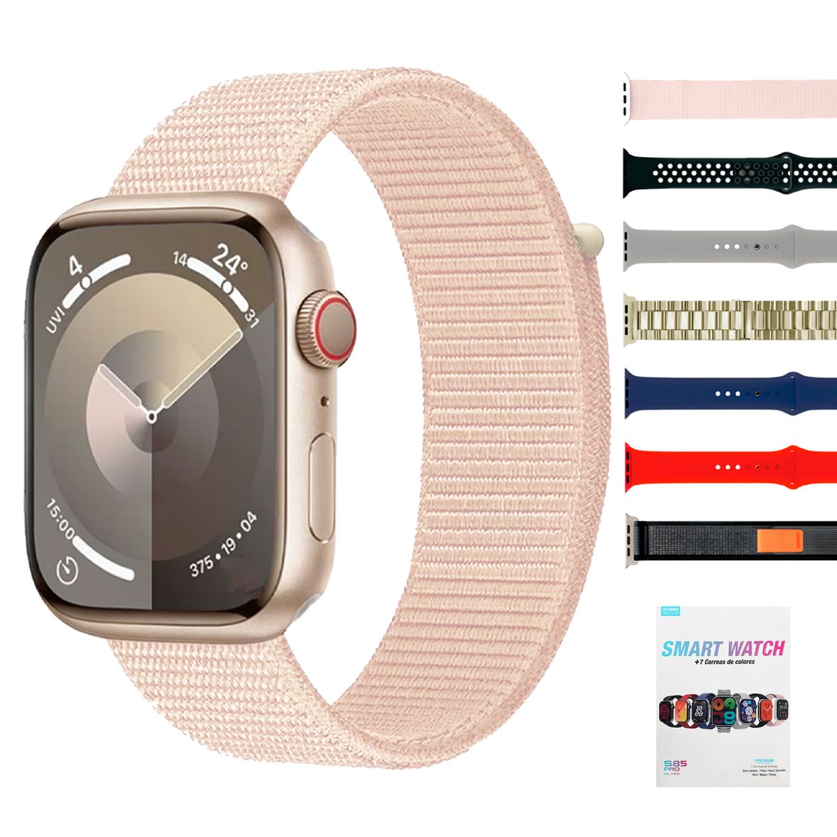 KBOD - Reloj Inteligente Smartwatch Kbod S85 Pro Con Set De 7 Correas Dorado