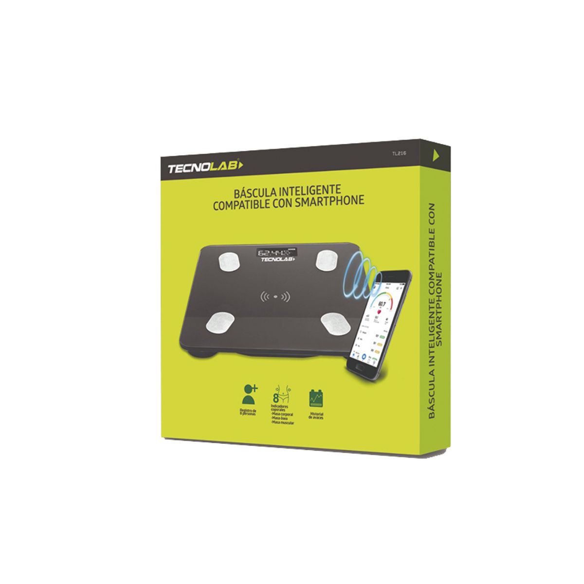 TECNOLAB - Pesa Digital Inteligente Bluetooth Smartphone 180kg - Ps
